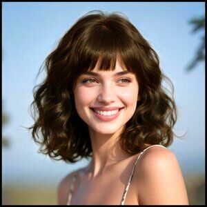 Short Wavy Bob Wig with Bangs Heat Resistant Fiber Modern Chic Daily Wear